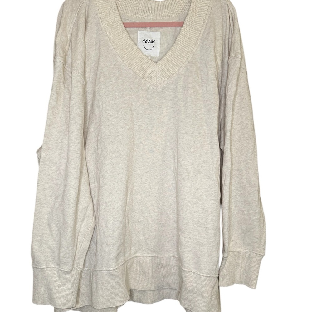 Aerie Cream V-Neck Sweater